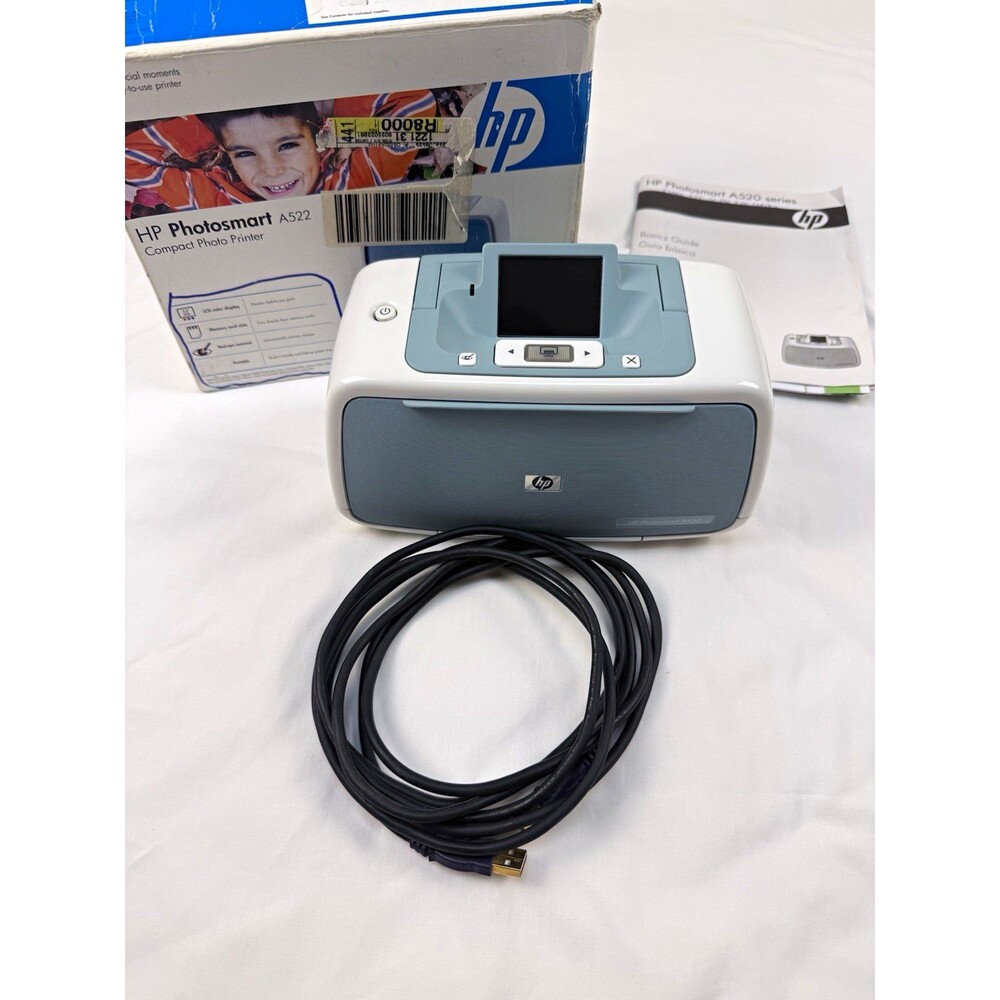 HP PhotoSmart A522 Portable Inkjet 4x6 Color Photo Printer USB PictBridge